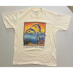 VTG USA Made Single Stitch‎ Dolphin Rainbow Nature Beach Travel T-Shirt Mens L